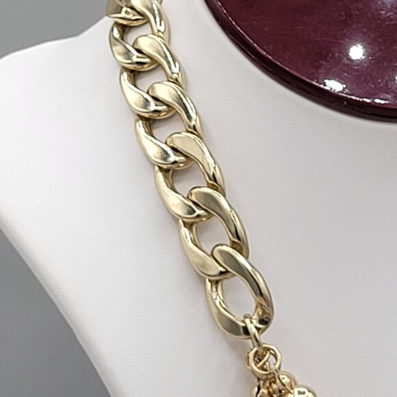 Erica Lyons Chunky Beaded Statement Necklace Gold Brown Beads Triple Strand - Picture 7 of 9